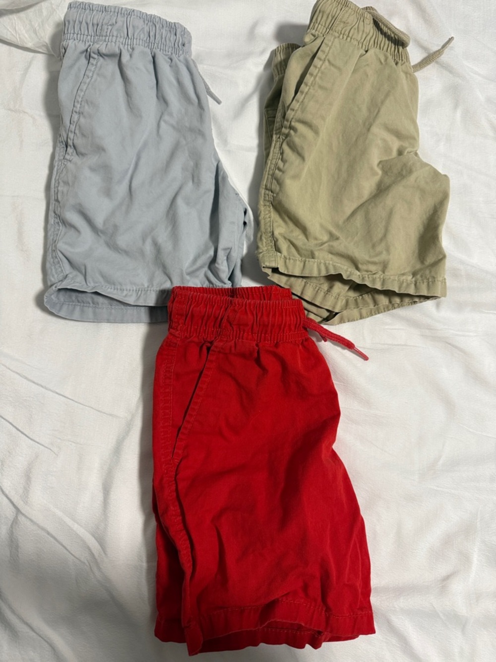 Kids Elastic-Waist Pull-On Shorts - Red, Light Blue, Khaki